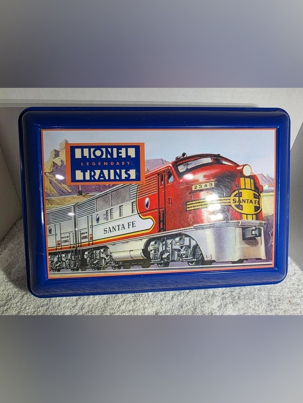 Vintage Lionel Legendary Trains Santa Fe Metal Storage Tin Box 14x9x3